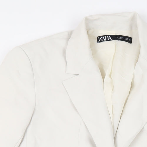 Zara Womens Ivory Jacket Blazer Size M Button