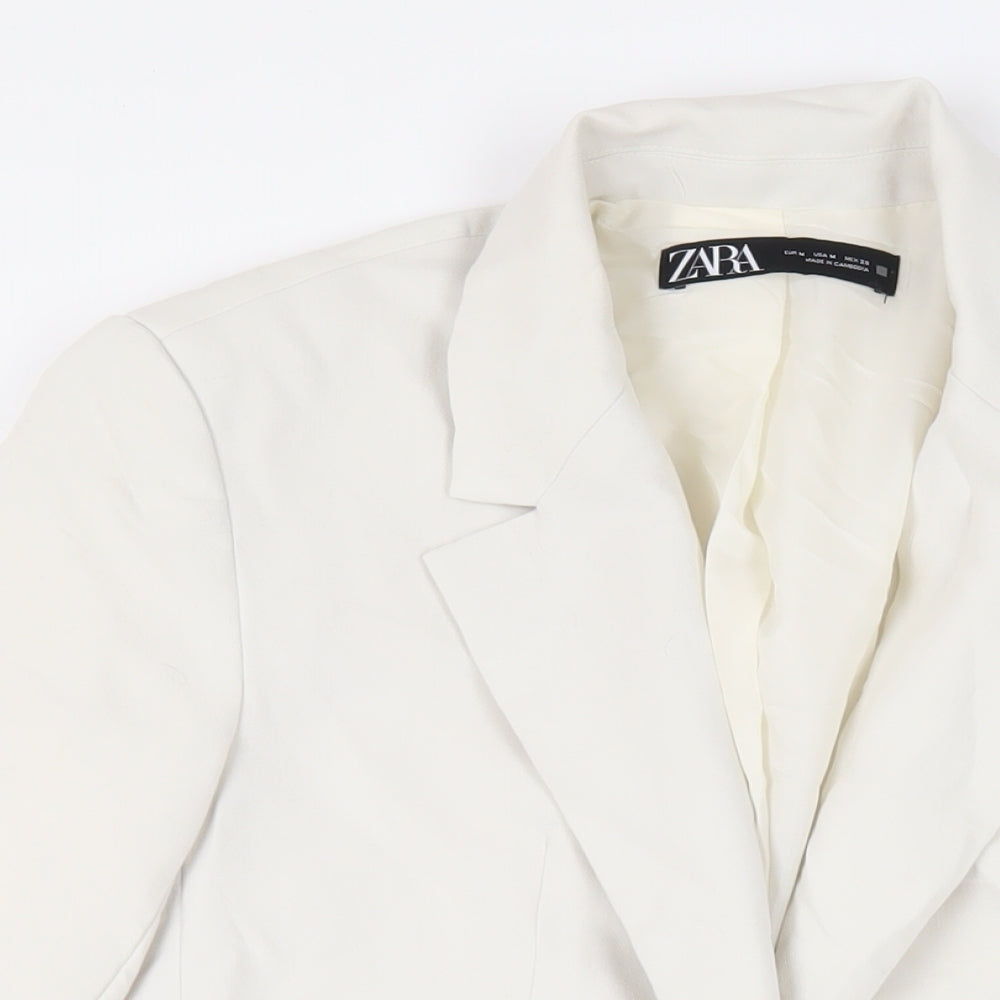 Zara Womens Ivory Jacket Blazer Size M Button