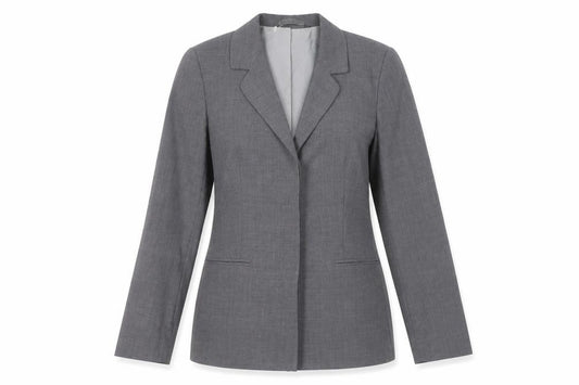 Front view of BHS women’s grey jacket blazer, size UK 12, button