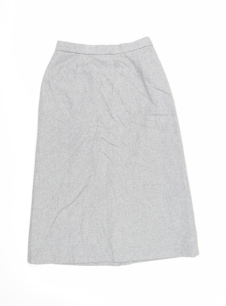 Richards Shops Womens Grey Polyester A-Line Skirt Size 14 Zip - Vintage
