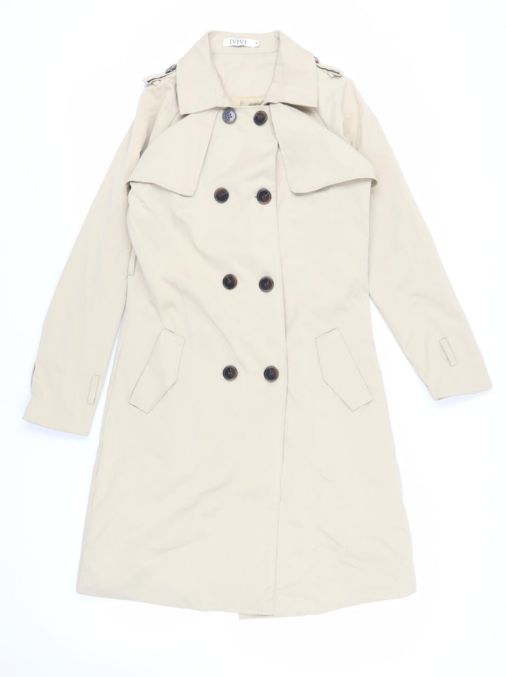 IVIVI Womens Beige Trench Coat Coat Size M Button