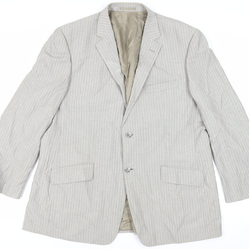 Brook Taverner Mens Grey Striped Polyester Jacket Suit Jacket Size 48 Regular