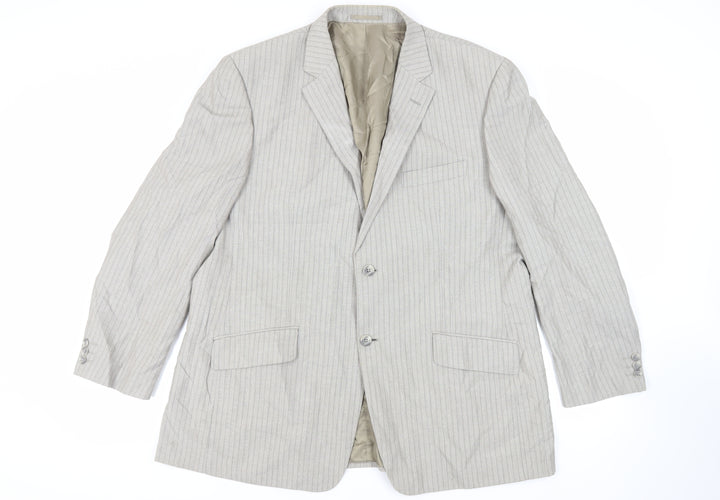 Brook Taverner Mens Grey Striped Polyester Jacket Suit Jacket Size 48 Regular