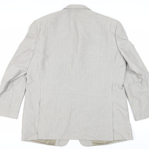 Brook Taverner Mens Grey Striped Polyester Jacket Suit Jacket Size 48 Regular