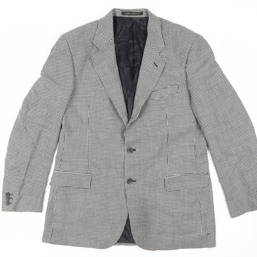 Marks and Spencer Mens Black Geometric Wool Jacket Blazer Size 42 Regular