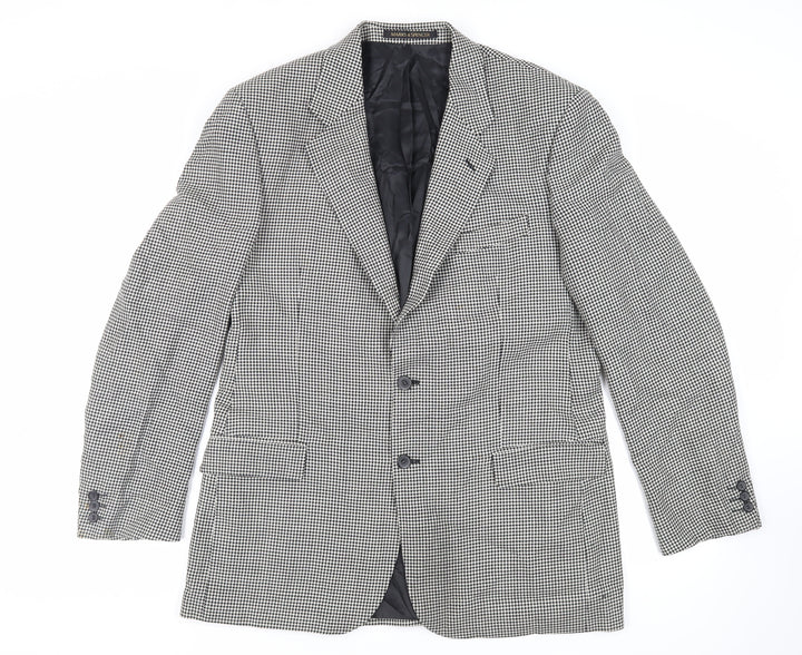 Marks and Spencer Mens Black Geometric Wool Jacket Blazer Size 42 Regular
