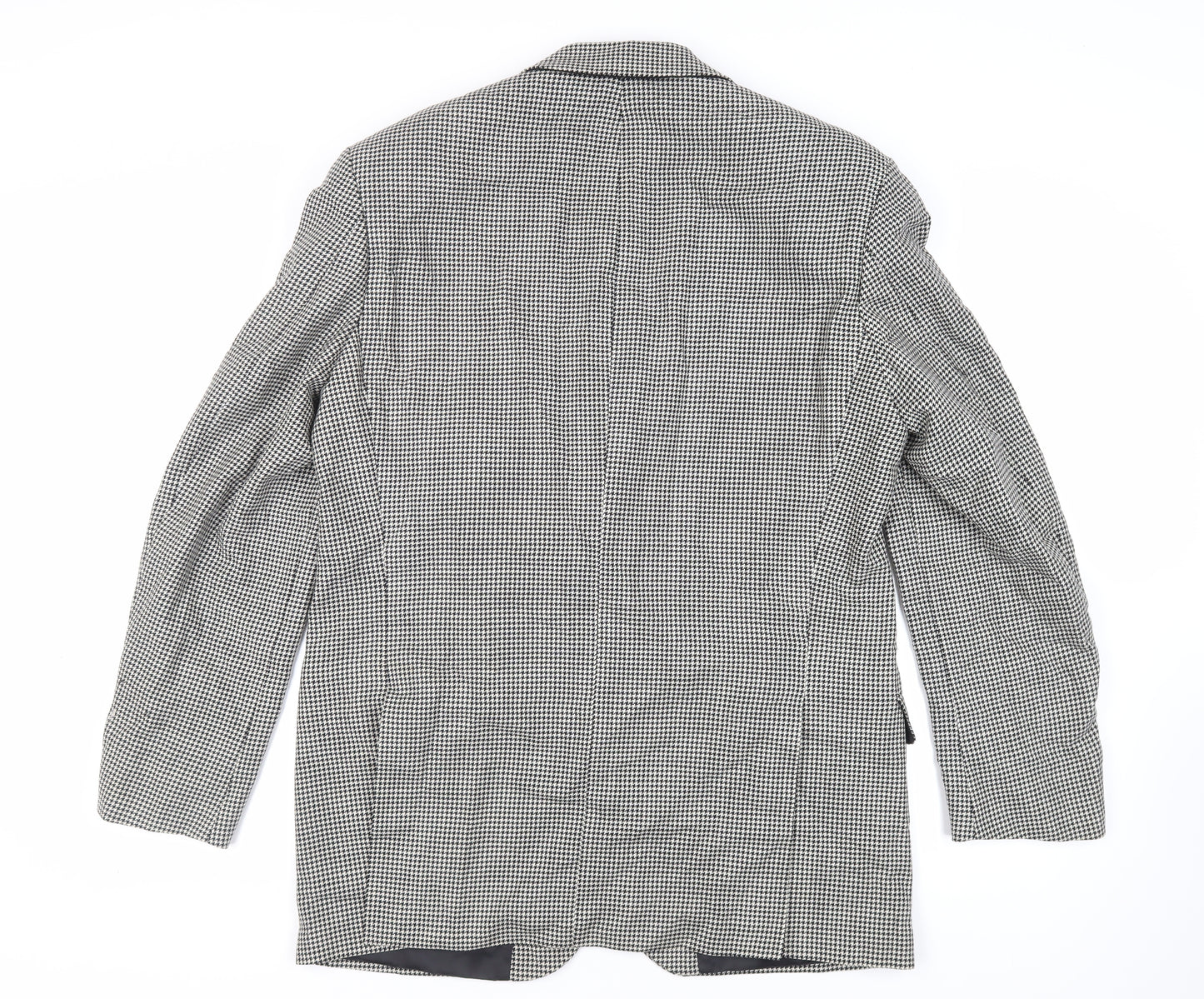 Marks and Spencer Mens Black Geometric Wool Jacket Blazer Size 42 Regular