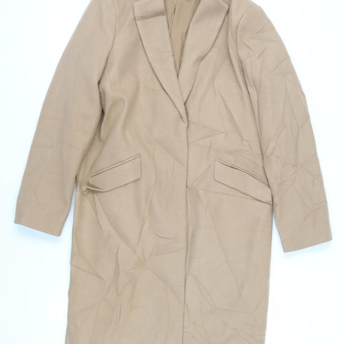 Marks and Spencer Womens Beige Overcoat Coat Size 14 Snap