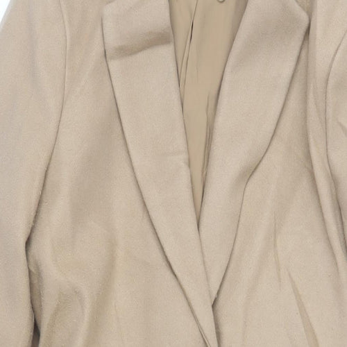 Marks and Spencer Womens Beige Overcoat Coat Size 14 Snap