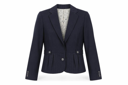 Front view of N.W.3 women’s blue jacket blazer, size UK 8, button