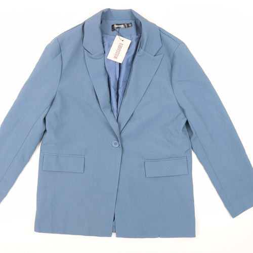 Missguided Womens Blue Jacket Blazer Size 6 Button