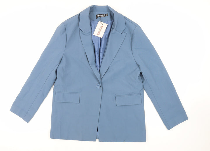 Missguided Womens Blue Jacket Blazer Size 6 Button