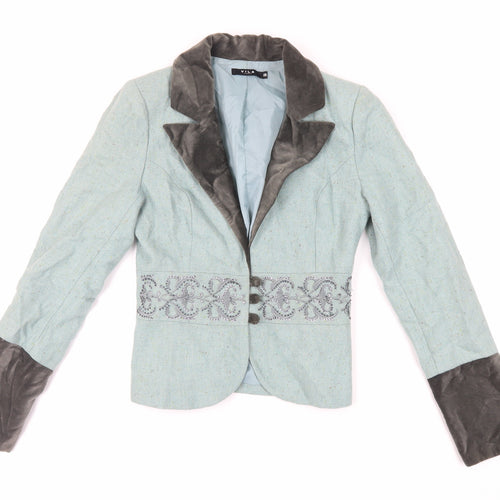 VILA Womens Green Jacket Blazer Size XS Button - Embroidered