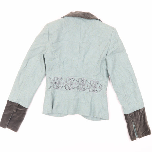 VILA Womens Green Jacket Blazer Size XS Button - Embroidered