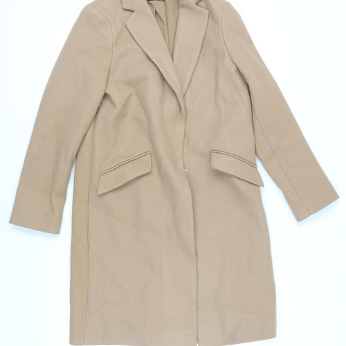 Marks and Spencer Womens Beige Overcoat Coat Size 10 Snap