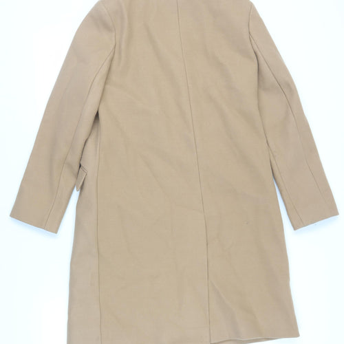 Marks and Spencer Womens Beige Overcoat Coat Size 10 Snap