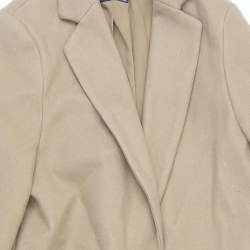 Marks and Spencer Womens Beige Overcoat Coat Size 10 Snap