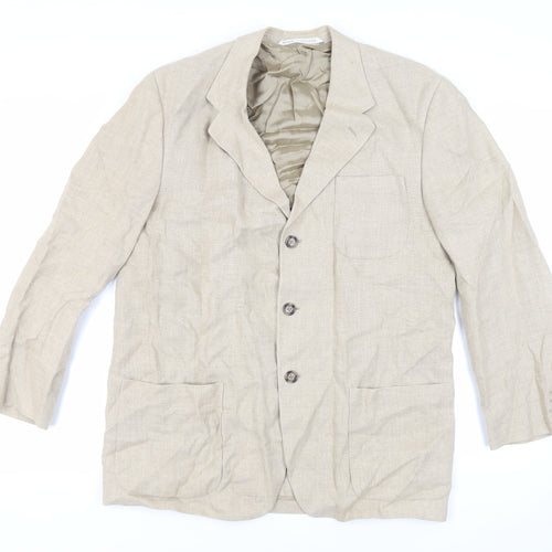 Marks and Spencer Mens Beige Linen Jacket Blazer Size 42 Regular