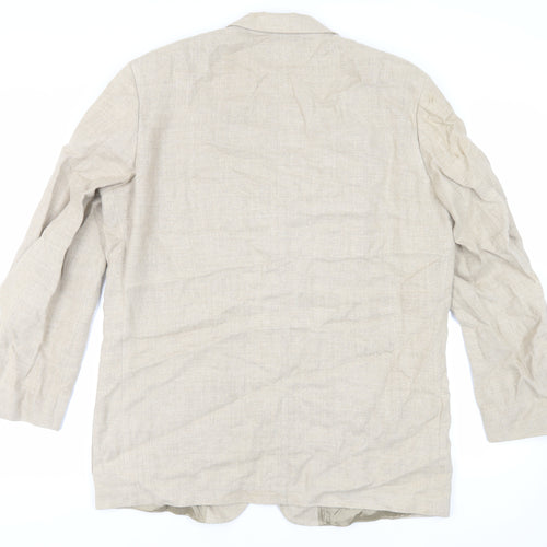 Marks and Spencer Mens Beige Linen Jacket Blazer Size 42 Regular