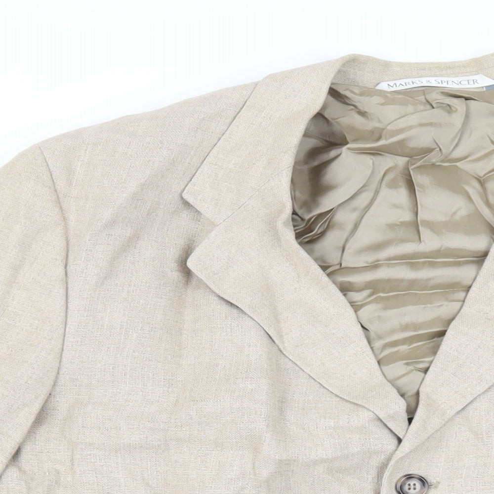 Marks and Spencer Mens Beige Linen Jacket Blazer Size 42 Regular