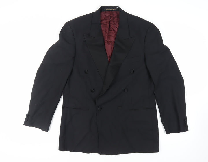 Marks and Spencer Mens Black Polyester Tuxedo Suit Jacket Size 40 Regular