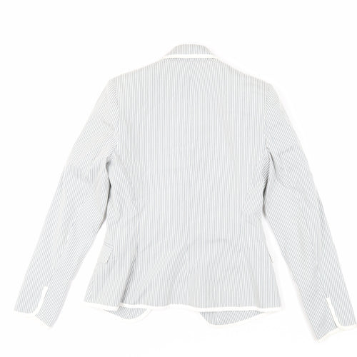 New Look Womens Grey Striped Jacket Blazer Size 10 Button