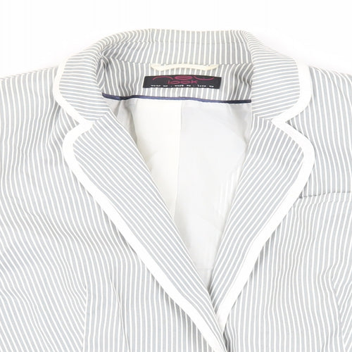 New Look Womens Grey Striped Jacket Blazer Size 10 Button