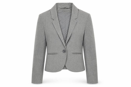 Front view of Divided by H&M women’s grey jacket blazer, size UK 6, button