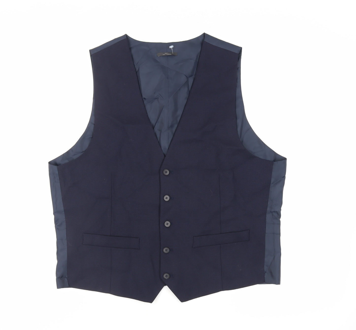 Marks and Spencer Mens Blue Wool Jacket Suit Waistcoat Size 46 Regular