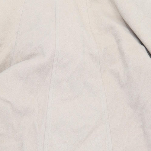 Eleganze Womens Beige Overcoat Coat Size 10 Button - Faux Fur Trim