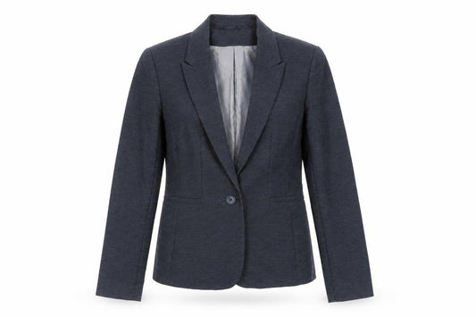 Front view of Next women’s blue jacket blazer, size UK 10, button