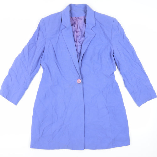 Principles Womens Blue Overcoat Coat Size 14 Button