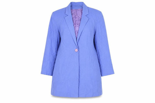 Front view of Principles women’s blue overcoat coat, size UK 14, button