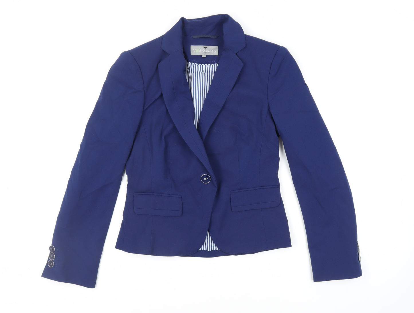 Marks and Spencer Womens Blue Jacket Blazer Size 10 Button