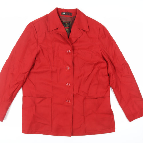 Steinbock Womens Red Jacket Blazer Size M Button - Vintage