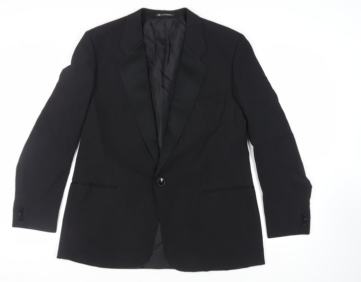 Chatsworth Mens Black Polyester Tuxedo Suit Jacket Size 46 Regular