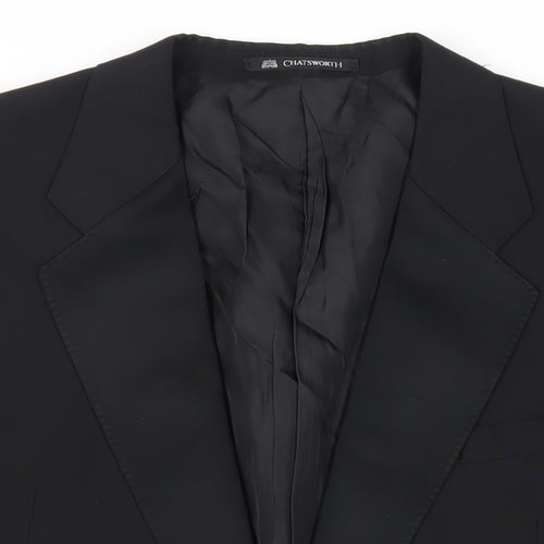 Chatsworth Mens Black Polyester Tuxedo Suit Jacket Size 46 Regular