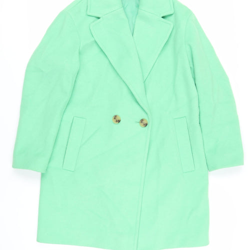 Marks and Spencer Womens Green Overcoat Coat Size 10 Button