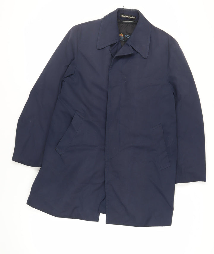 Hornes Mens Blue Overcoat Coat Size S Button