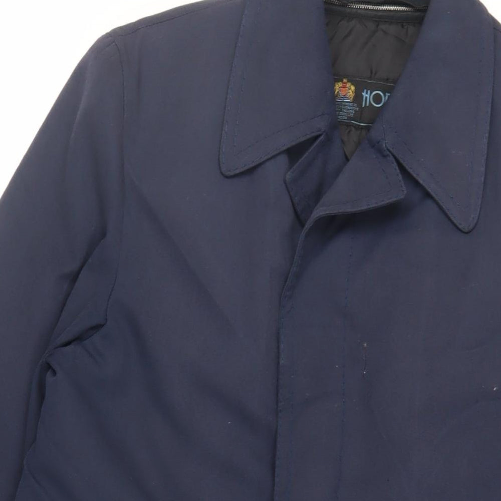 Hornes Mens Blue Overcoat Coat Size S Button