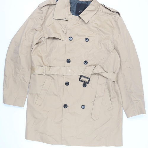 River Island Mens Beige Trench Coat Coat Size 2XL Button