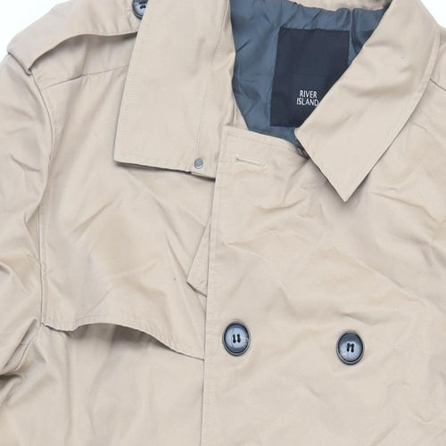 River Island Mens Beige Trench Coat Coat Size 2XL Button