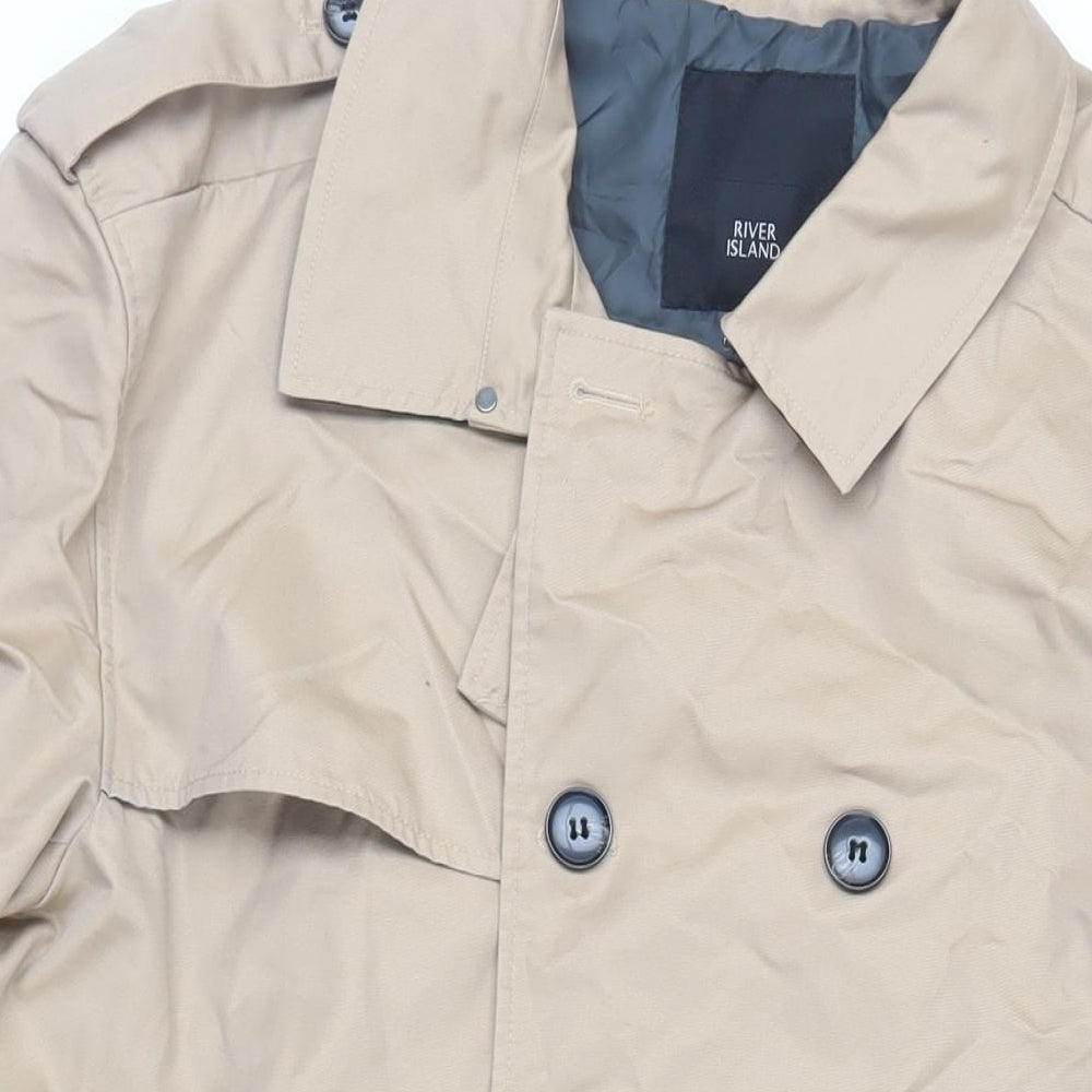 River Island Mens Beige Trench Coat Coat Size 2XL Button