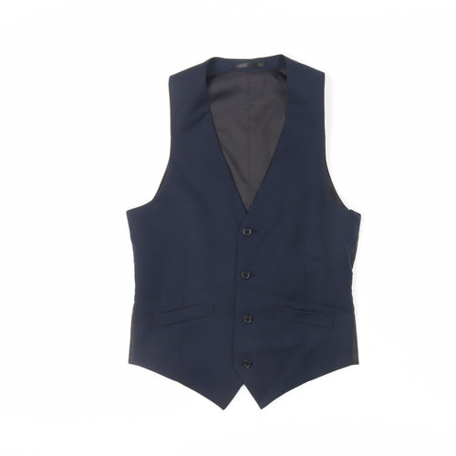 OneSixFive Mens Blue Polyester Jacket Suit Waistcoat Size 36 Regular