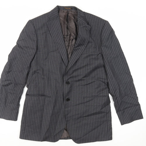 Marks and Spencer Mens Grey Striped Wool Jacket Suit Jacket Size 40 Regular