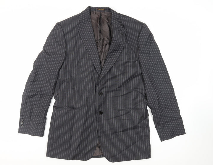 Marks and Spencer Mens Grey Striped Wool Jacket Suit Jacket Size 40 Regular