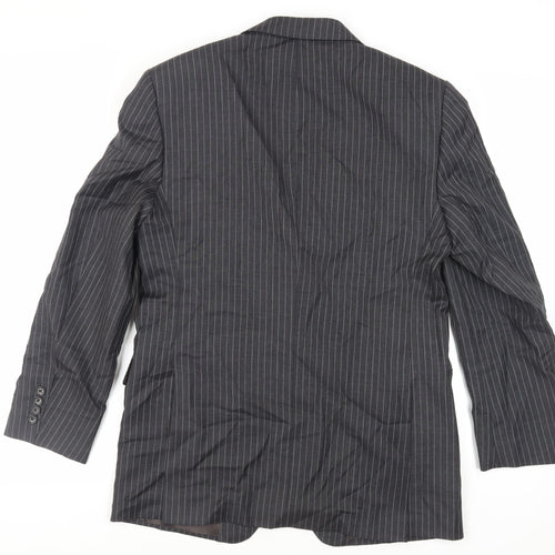 Marks and Spencer Mens Grey Striped Wool Jacket Suit Jacket Size 40 Regular