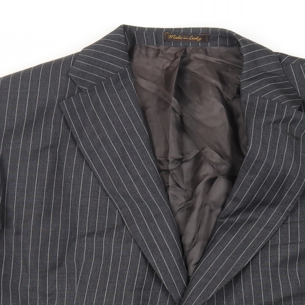 Marks and Spencer Mens Grey Striped Wool Jacket Suit Jacket Size 40 Regular