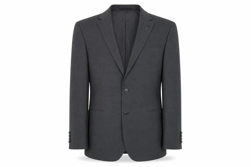 Front view of Marks & Spencer men’s grey polyester jacket suit jacket, size 42, regular