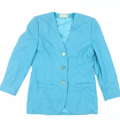 Helen Sykes Womens Blue Jacket Blazer Size 12 Button - Vintage